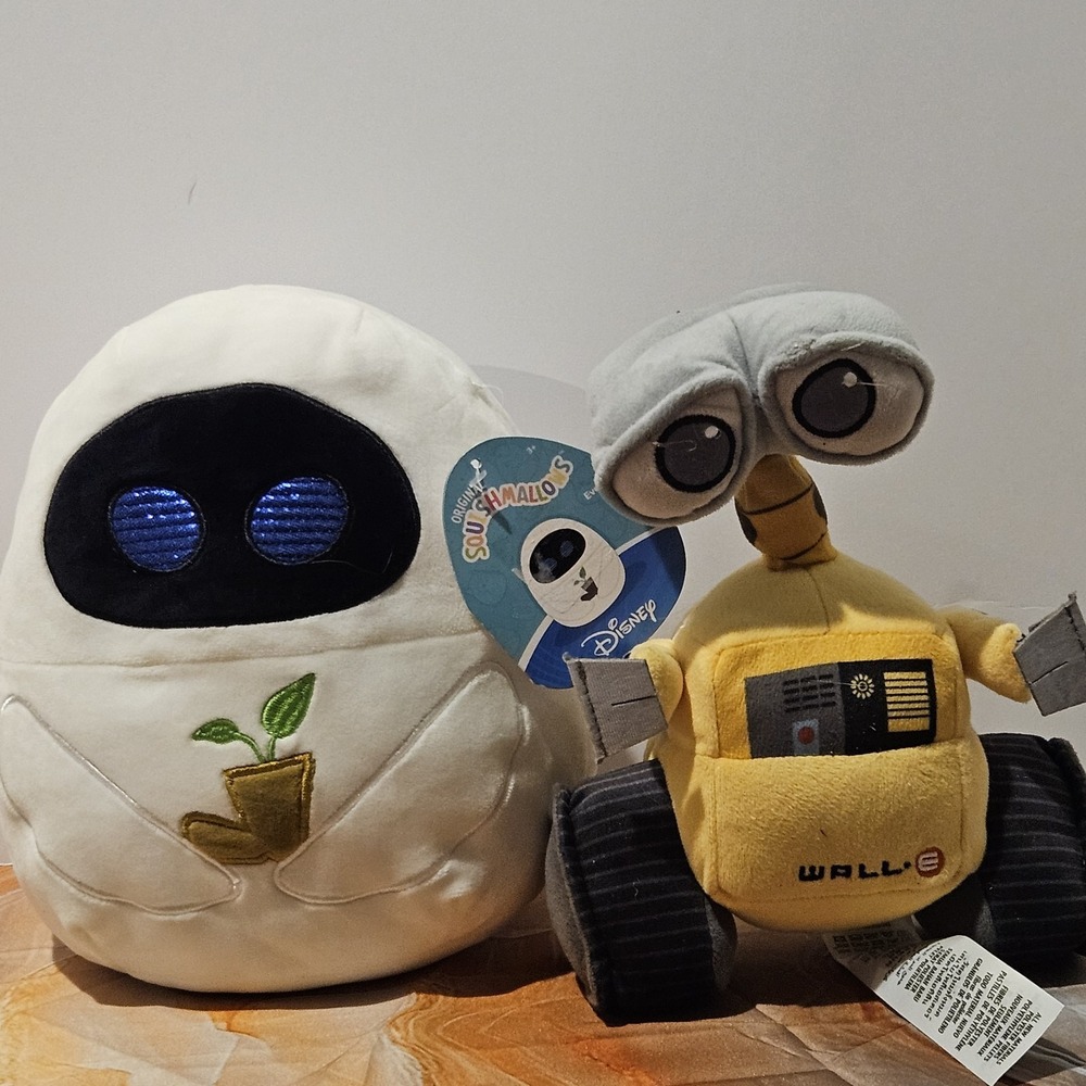 Disney Pixar WALL-E & EVE 10" Plush Bundle EVE Squishmallows Lot of 2
